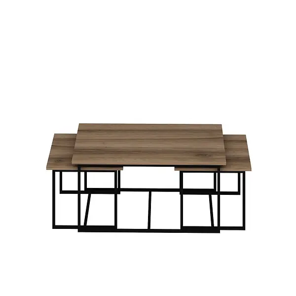 Remise Table gigogne (3 pièces) en bois "Levada" - 90 x 60 x 42 cm - Noyer HABITAT ET JARDIN