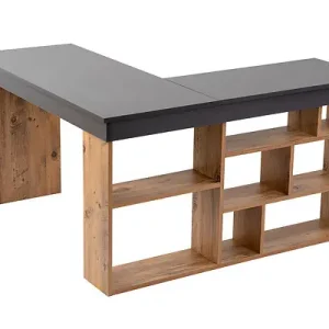 Bureau d‘étude en bois "Vesper" - 130 x 120 x 72 cm - AnthracitePin atlantique HABITAT ET JARDIN Paiement Sécurisé