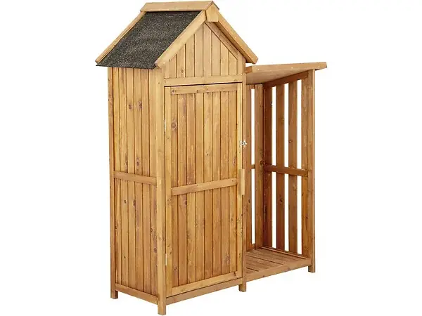 Nouveauté Armoire de jardin en bois avec range-bûches "Noé" - 136 x 57 x 170 cm - Marron HABITAT ET JARDIN