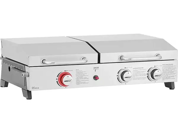 Plancha barbecue à gaz avec grille et plancha "Flamo" - 3 bruleurs - Gris HABITAT ET JARDIN Dernière Chance