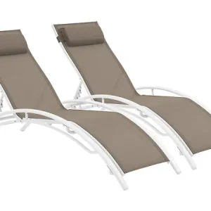 Bain de soleil en aluminium "Beauty" - Phoenix - Taupe - Lot de 2 HABITAT ET JARDIN Offre Du Jour