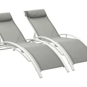 Bain de soleil en aluminium "Beauty" - Phoenix - Gris - Lot de 2 HABITAT ET JARDIN Meilleure Vente