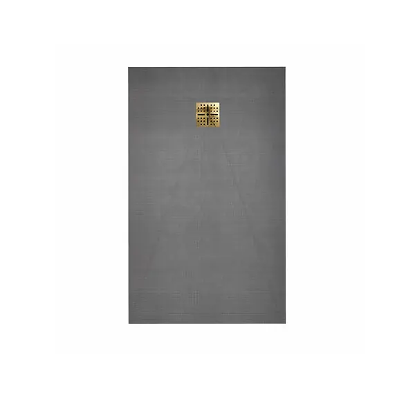 Commander Maintenant Receveur de Douche à Carreler 140x90cm avec Bonde à Sortie Horizontale - Grille Finition Or Brossé AURLANE