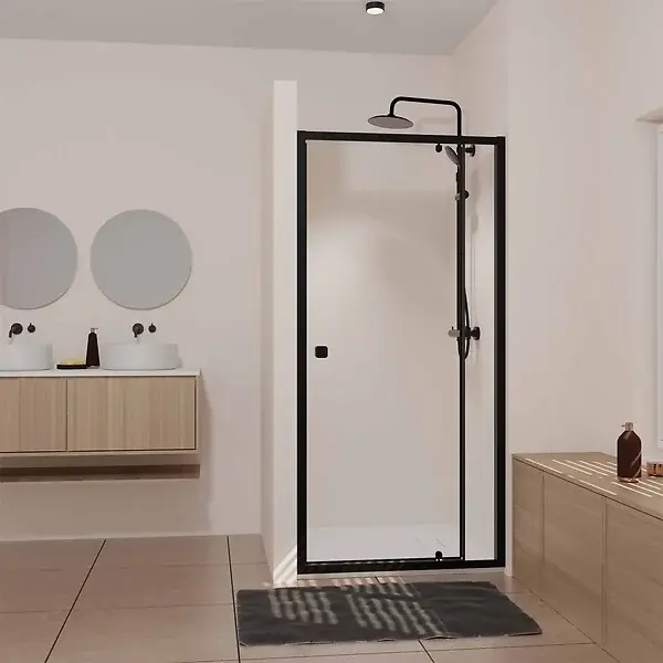 Porte de douche Pivotante Noir 70-80x185cm - Extensible de 69 à 80 cm - BLACK SLIDE 70 80 AURLANE Haute Qualité