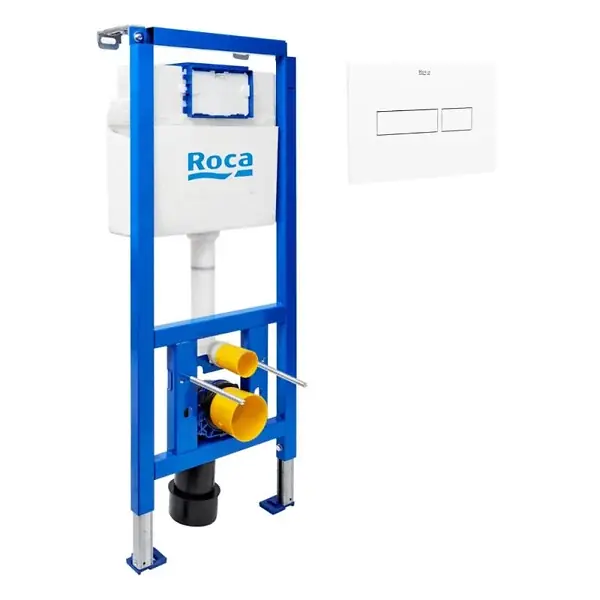 Bâti-support WC suspendu, installation sur cloison légère, hauteur 112 cm, chasse 2/4-6 L + plaque blanche (ROW02-FR) ROCA Populaire
