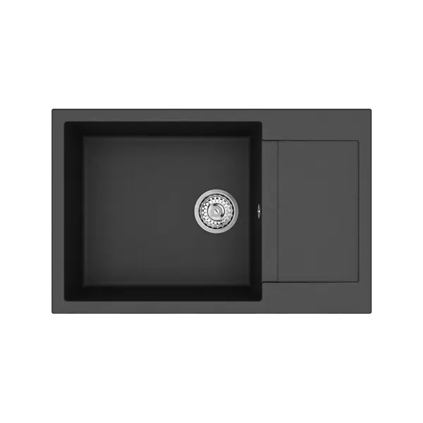 Swiss Aqua Technologies 78x50 cm évier avec égouttoir réversible en Granite, à encastrer, noir (SATSINKGQT105B) Nouveauté