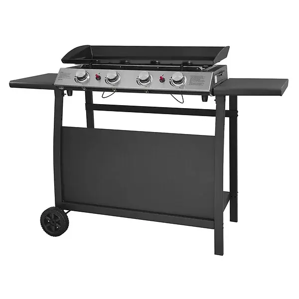 Usine Directe Plancha au gaz VALENCIA - 4 brûleurs 10kW + chariot HAPPY GARDEN