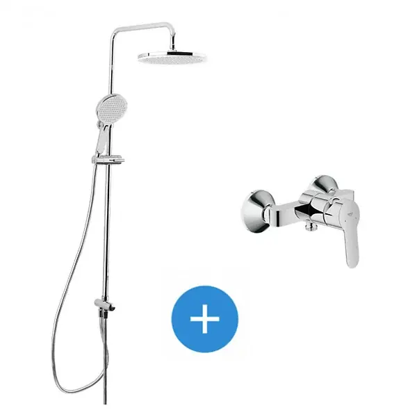 Certifié Swiss Aqua Technolgy Set de douche avec mitigeur + Douchette 3 jets barre avec curseur + Douche de tête XXL 254 mm Chrome SWISS AQUA TECHNOLOGIES