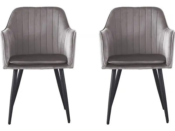 Lot de 2 chaises "Velma" en velours avec accoudoirs - Gris HABITAT ET JARDIN Dernier Modèle