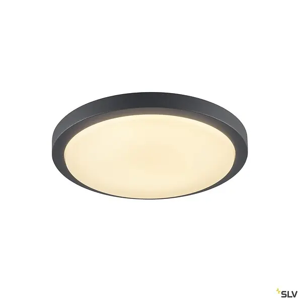 Applique et plafonnier extérieur rond SLV AINOS, anthracite, LED, 22W, 3000K, IP44, détecteur de mouvements Commander Maintenant