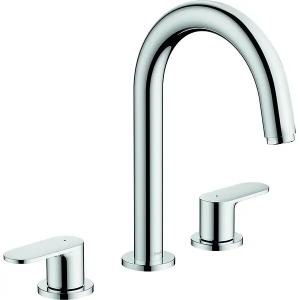 Certifié Mélangeur robinet Vernis Blend 3 trous Chromé avec tirette et vidage synthétique HANSGROHE