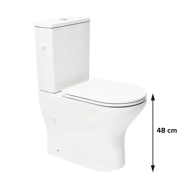 Dernière Chance Brevis cuvette WC à poser adaptée PMR sans bride en céramique (réservoir non fourni), blanc (SATBRE033RREXVPB) SWISS AQUA TECHNOLOGIES