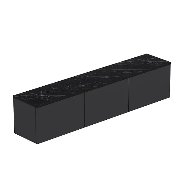 Meuble TV suspendu en bois avec éclairage LED "Neon" - 160 x 32 x 35 cm - Gris anthracite HABITAT ET JARDIN Offre Spéciale