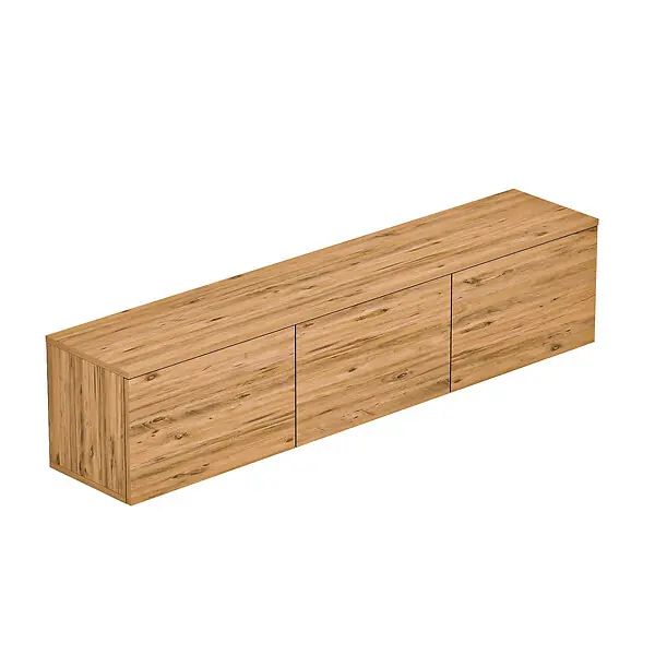 Remise Meuble TV suspendu en bois avec éclairage LED "Neon" - 160 x 32 x 35 cm - Marron clair HABITAT ET JARDIN