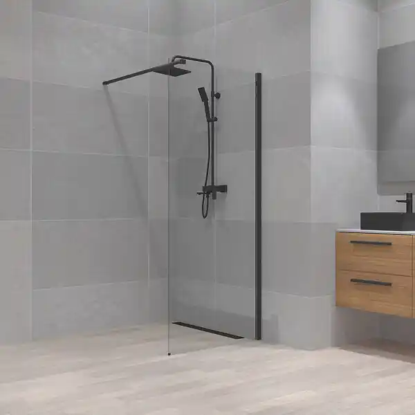 Paroi de douche - Profilé - Noir - Mat - 140x190cm KINDFORD Promotion