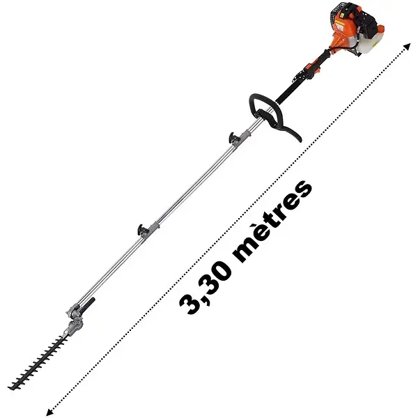 Taille-haies thermique sur perche, 52 cm3, 3 CV, longueur 3.30 mètres GT GARDEN Offre Exclusive