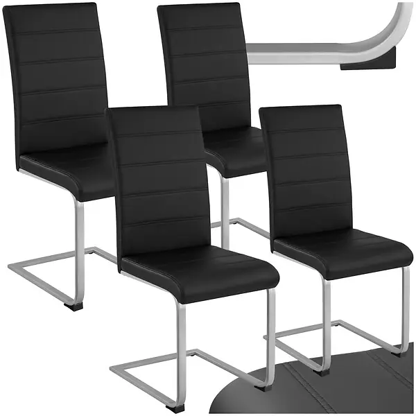 Ensemble 4 chaises de salle à manger Rembourrées aspect cuir noir TECTAKE Affaire À Saisir