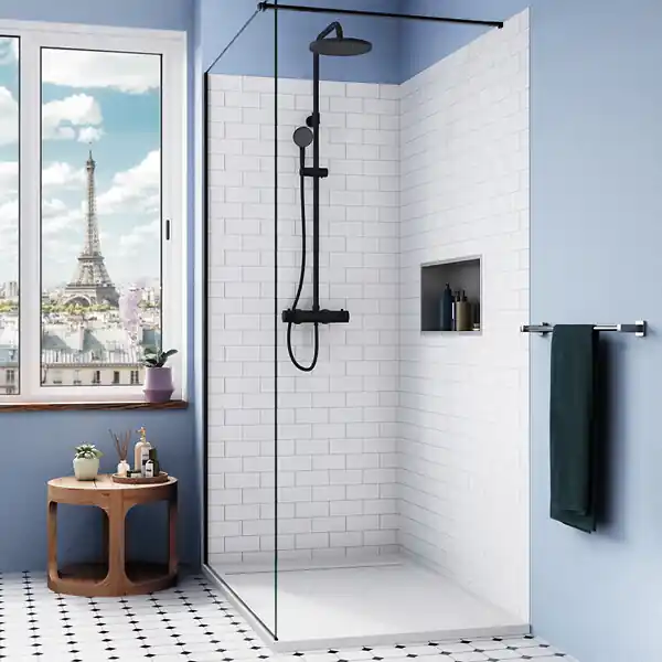 Offre Exclusive Ceramia Alda Receveur de douche 120x80cm + Siphon Eslim90. Pierre de synthèse, blanc mat (ALD15-12080B-S)