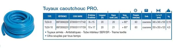 Abac â “ Tuyau Air Comprimé Caoutchouc Professionnel 10x17 - 20m - Tuca10 Promotion