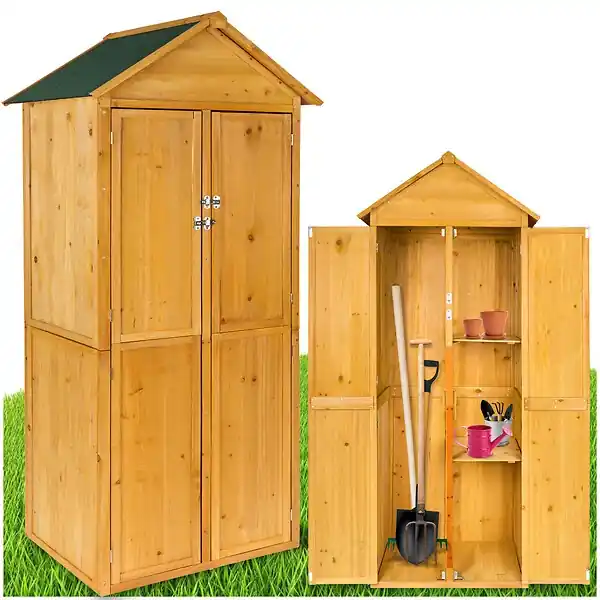 Solde Armoire de jardin Kadi 80,5 x 60 x 213,5 cm marron TECTAKE