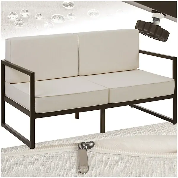 Réduction Canapé de jardin COMOSA 2 places avec rembourrage épais marron/beige TECTAKE