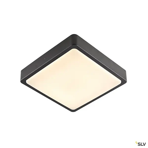 Applique et plafonnier extérieur carré SLV AINOS, anthracite, LED, 18W, 3000K/4000K, IP65, détecteur de mouvement Commander Maintenant