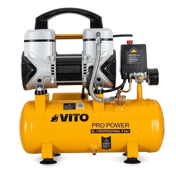 Must-Have Compresseur d‘Air Silencieux 8L Sans Huile 8 bar 1,5 CV / 1,1 kW Gonfleur Electrique Portatif Voiture VITO