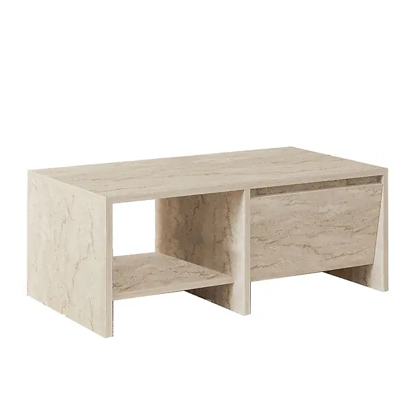 Remise Table basse en bois "Laris" - 90 x 45 x 35 cm - Travertin HABITAT ET JARDIN
