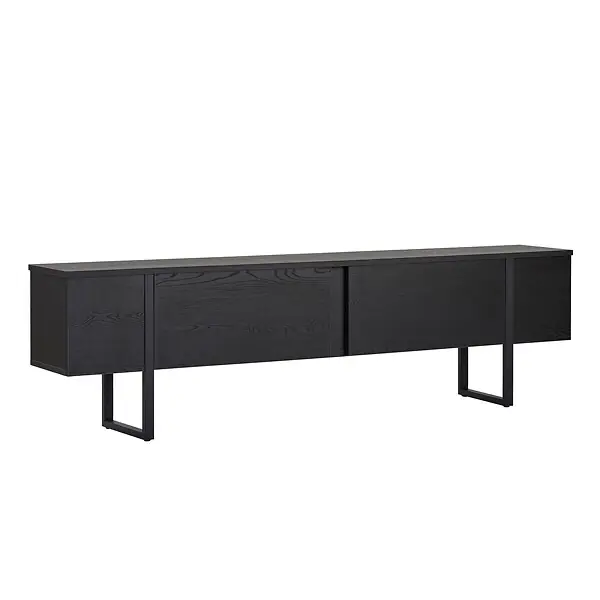 Nouvel Arrivage Meuble TV en bois "Onera" - 180 x 30 x 50 cm - Bois Noir / Noir HABITAT ET JARDIN