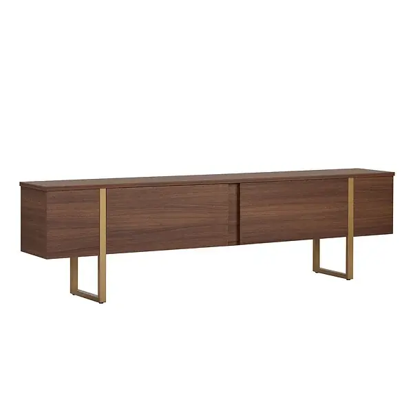 Expédié Aujourd'hui Meuble TV en bois "Onera" - 180 x 30 x 50 cm - Noyer / Or HABITAT ET JARDIN