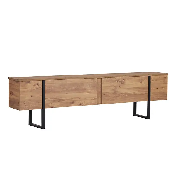 Meuble TV en bois "Onera" - 180 x 30 x 50 cm - Pin Atlantique / Noir HABITAT ET JARDIN Commander Maintenant
