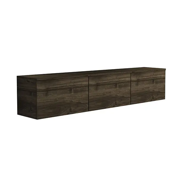 Meuble TV suspendu en bois avec éclairage LED "Neon" - 160 x 32 x 35 cm - Marron foncé HABITAT ET JARDIN Vente Flash