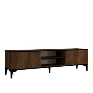 Prix Réduit Meuble TV en bois "Erem" - 180 x 40 x 45 cm - NoyerNoir HABITAT ET JARDIN