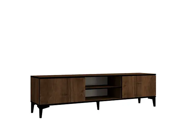 Prix Réduit Meuble TV en bois "Erem" - 180 x 40 x 45 cm - NoyerNoir HABITAT ET JARDIN