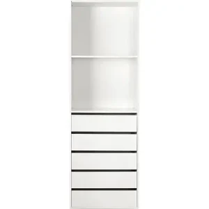 Meilleur Prix Armoire avec 5 tiroirs et 2 étagères "Opéra" - 60 x 45 x 180 cm - Blanc HABITAT ET JARDIN