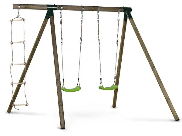 Top Vente Portique bois "Timo" - Avec 2 balançoires et 1 échelle de corde. HABITAT ET JARDIN