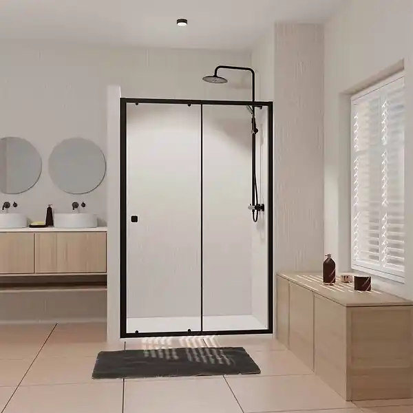 Petit Prix Porte de douche Coulissante Noir 100x185cm - Extensible de 98.5 à 112.5cm - BLACK SLIDE 100 AURLANE