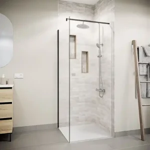 Acheter Direct Retour pour Porte de Douche 90x195cm Verre Trempe 8mm Anticalcaire - Alu Noir - DARK ELEMENTARY AURLANE