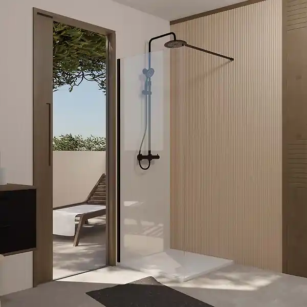 Paroi de Douche 80x200cm en Verre Trempé Transparent 8mm Anticalcaire - Profilé Noir Mat - LINA AURLANE Réduction