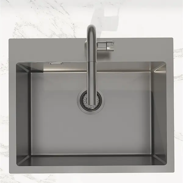 Swiss Aqua Technologies Aurum Évier de cuisine encastrable inox 304, 1 bac, 55x45x21 cm, Gun Metal brossé PVD Acheter En Ligne