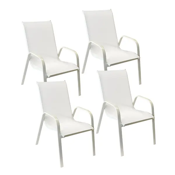 Lot de 4 chaises MARBELLA en textilène blanc - aluminium blanc HAPPY GARDEN Prix Cassé