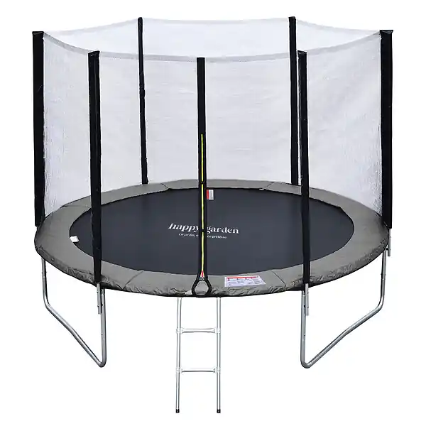 Pack Premium Trampoline 305cm réversible gris / rose ADELAÏDE + filet, échelle, bâche et kit d‘ancrage HAPPY GARDEN Meilleur Prix