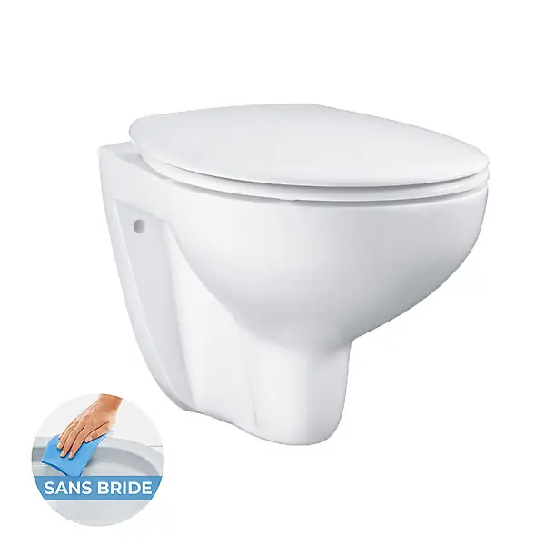 Grohe Bau Ceramic Ensemble WC suspendu sans bride + Abattant déclipsable (BauClassic-lm) Prix Cassé