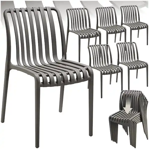 Chaises de jardin ALCUDIA résistantes aux intempéries et empilables gris anthracite TECTAKE Retour Gratuit