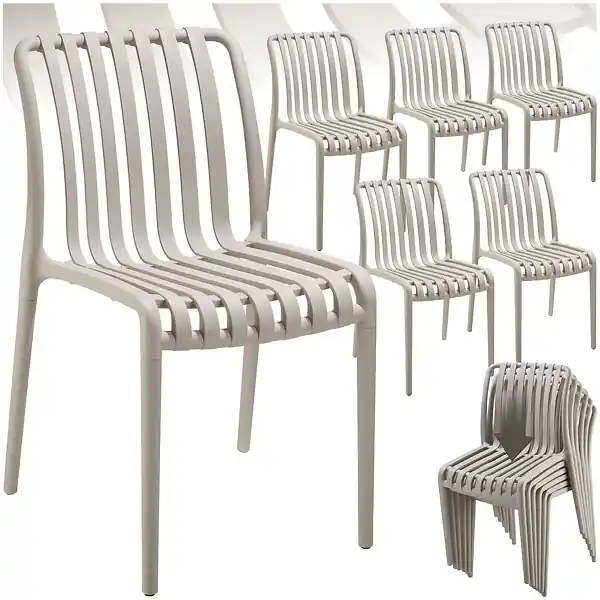 Chaises de jardin ALCUDIA résistantes aux intempéries et empilables taupe TECTAKE Acheter En Ligne