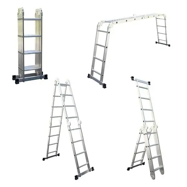 Promotion Saisonnière Échelle Multifonction Pliable 4x4 marches 6 en 1 - 4.6m - 100% aluminium - Avec plateforme échafaudage SECURY-T