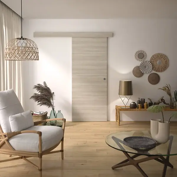 Porte coulissante Verone2 - Chêne taupe - H.204xL.83xP.3.6cm OPTIMUM Haute Qualité