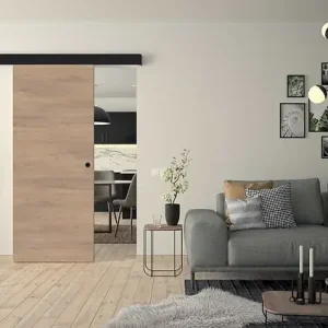 Remise Porte coulissante Rio - Chêne clair et Noir - H.204xL.83cm OPTIMUM