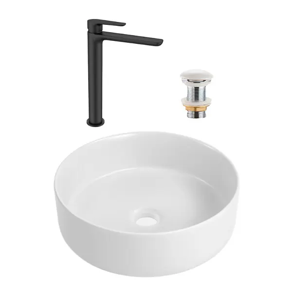 Promotion PixL 36 x 12,5 cm vasque à poser + Swiss Aqua Technologies Mood mitigeur lavabo XL + Ceramia PixL bonde (CEPX36WMSAT285C)