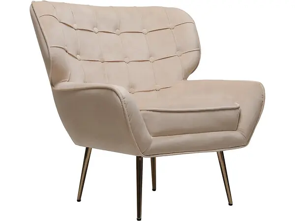 Fauteuil en velours "Austin" - 79 x 71 x 79.5 cm - Beige HABITAT ET JARDIN Nouvelle Collection